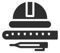 Engineer tools. Ruler and pencil for technical blueprint drawing