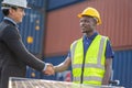 Engineer two people shake hand agreement project estate building construction, Handshake on construction site Royalty Free Stock Photo