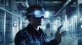 Engineer use augmented mixed virtual reality. Created with Generative AI technology Royalty Free Stock Photo