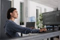 It engineer using programming computer to write html code on terminal window Royalty Free Stock Photo