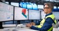 Engineer Using SCADA Software To Monitor Gas Turbine Royalty Free Stock Photo