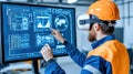 Engineer using VR Headset & Big Data