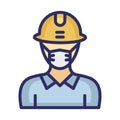 Engineer Wearing mask Vector Icon which can easily modify or edit