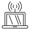 Engineer wifi laptop icon, outline style