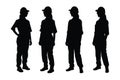 Engineer women with anonymous faces. Female engineer wearing uniforms silhouette bundle. Girl construction workers silhouette