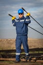 Engineer work in oil refinery Royalty Free Stock Photo