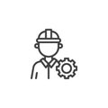 Engineer worker with gear line icon