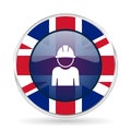 Engineer, worker, manager, employe british design web icon, round glossy english concept button on white background Royalty Free Stock Photo