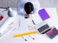 Engineer working on new project drawings Royalty Free Stock Photo