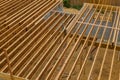 Engineered wood floor joist on a new custom home Royalty Free Stock Photo