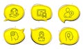 Engineering, Add user and Idea head icons set. Hospital nurse sign. Cogwheel head, Profile settings, Lightbulb. Vector