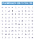 Engineering and architecture firm line icons, signs set. Engineering, Architecture, Firm, Consulting, Structural, Design