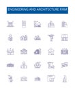 Engineering and architecture firm line icons signs set. Design collection of Engineering, Architecture, Firm, Consulting