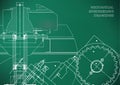 Engineering backgrounds. Mechanical engineering drawings. Cover. Technical Design