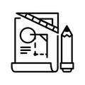 Engineering Blue Print Black And White Icon Illustration