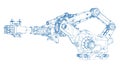 Engineering Blueprint of an Automated Industrial Robot, vector design Generative AI Royalty Free Stock Photo