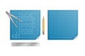 Engineering blueprint pencil ruler compass divider planning icon design background illustration