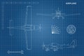 Engineering blueprint of plane. Sport airplane
