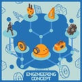 Engineering color isometric concept Royalty Free Stock Photo