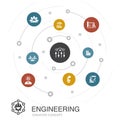 Engineering colored circle concept with