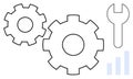 Gear and Wrench Symbols with Data Bars Engineering and Maintenance Concepts Royalty Free Stock Photo