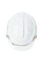 Engineering concept, safety helmet, top view on white