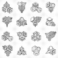 Engineering constructions collection, abstract vectors set Royalty Free Stock Photo