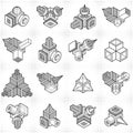 Engineering constructions collection, abstract vectors set. Royalty Free Stock Photo