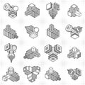 Engineering constructions collection, abstract vectors set. Royalty Free Stock Photo