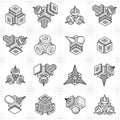 Engineering constructions collection, abstract vectors set. Royalty Free Stock Photo