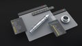 An engineering designer designs 3D CAD software. The model is a mechanical dimensional digital production factory