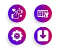 Engineering documentation, Time management and Like icons set. Load document sign. Manual, Settings, Thumbs up. Vector