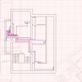 Engineering draft of heating system the house. Concept of construction blueprint