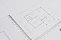 Engineering drawing sketched by engineer and architect Royalty Free Stock Photo