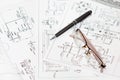 Engineering drawings. Royalty Free Stock Photo