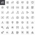 Engineering elements outline icons set
