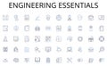 Engineering essentials line icons collection. Ethical, Integrity, Respect, Trusrthiness, Responsibility, Accountability