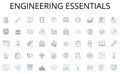 Engineering essentials line icons collection. Vault, Safe, Storage, Trust, Safekeeping, Preservation, Security vector