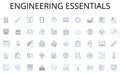 Engineering essentials line icons collection. Vault, Safe, Storage, Trust, Safekeeping, Preservation, Security vector