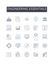 Engineering essentials line icons collection. Business Basics, Computer Concepts, Marketing Essentials, Technical Terms