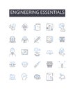 Engineering essentials line icons collection. Business Basics, Computer Concepts, Marketing Essentials, Technical Terms