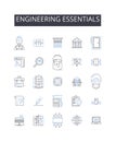 Engineering essentials line icons collection. Business Basics, Computer Concepts, Marketing Essentials, Technical Terms