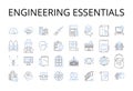 Engineering essentials line icons collection. Business Basics, Computer Concepts, Marketing Essentials, Technical Terms