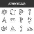 Engineering flat icons set