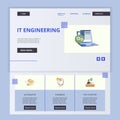 IT engineering flat landing page website template. Automative, planning, tech support. Web banner with header, content Royalty Free Stock Photo
