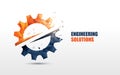 Engineering, Gear logo. Low poly model design. Vector Illustration Royalty Free Stock Photo