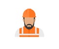 Engineering, helmet, safety vest, construction worker icon. Building contractor, builder person or technician with safety gear.