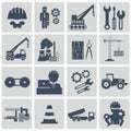 Engineering icon set. Engineer construction equipment machine operator managing and manufacturing icons Royalty Free Stock Photo