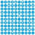 100 engineering icons set blue Royalty Free Stock Photo
