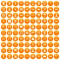 100 engineering icons set orange Royalty Free Stock Photo